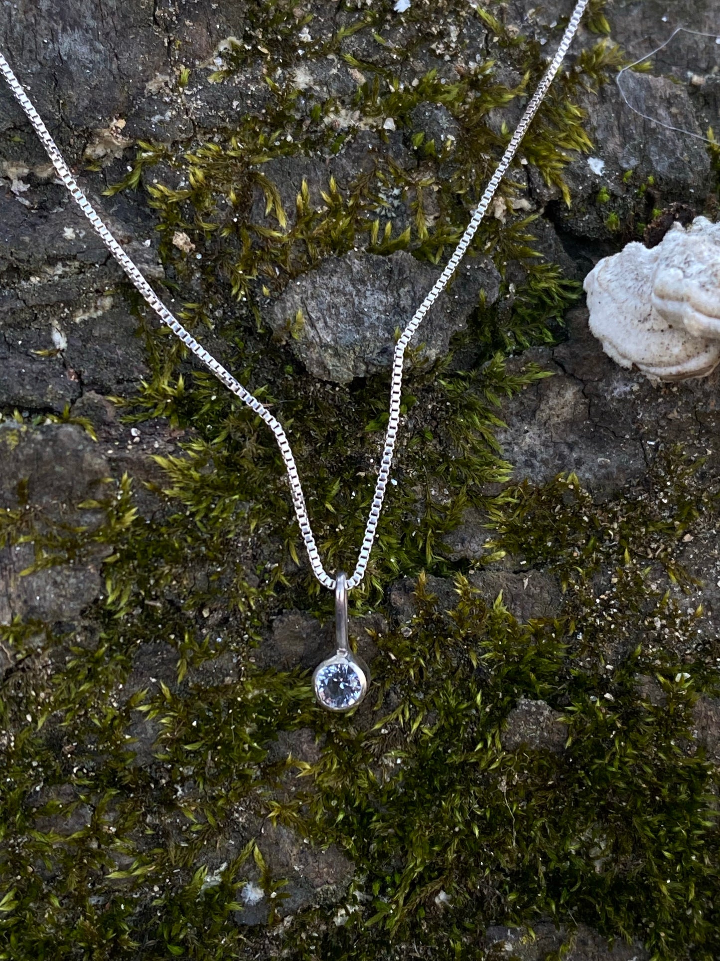 Tiny lab-grown Sapphire Drop Necklace